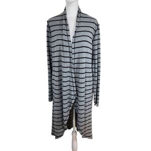 Daytrip Gray and Black Stripe Cardigan Size Medium Long Gray Cardigan